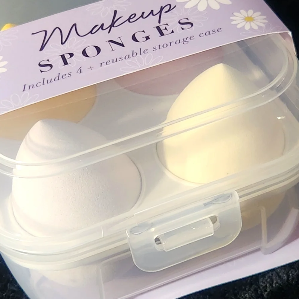 4-Pack Makeup Sponges with Reusable Storage Case